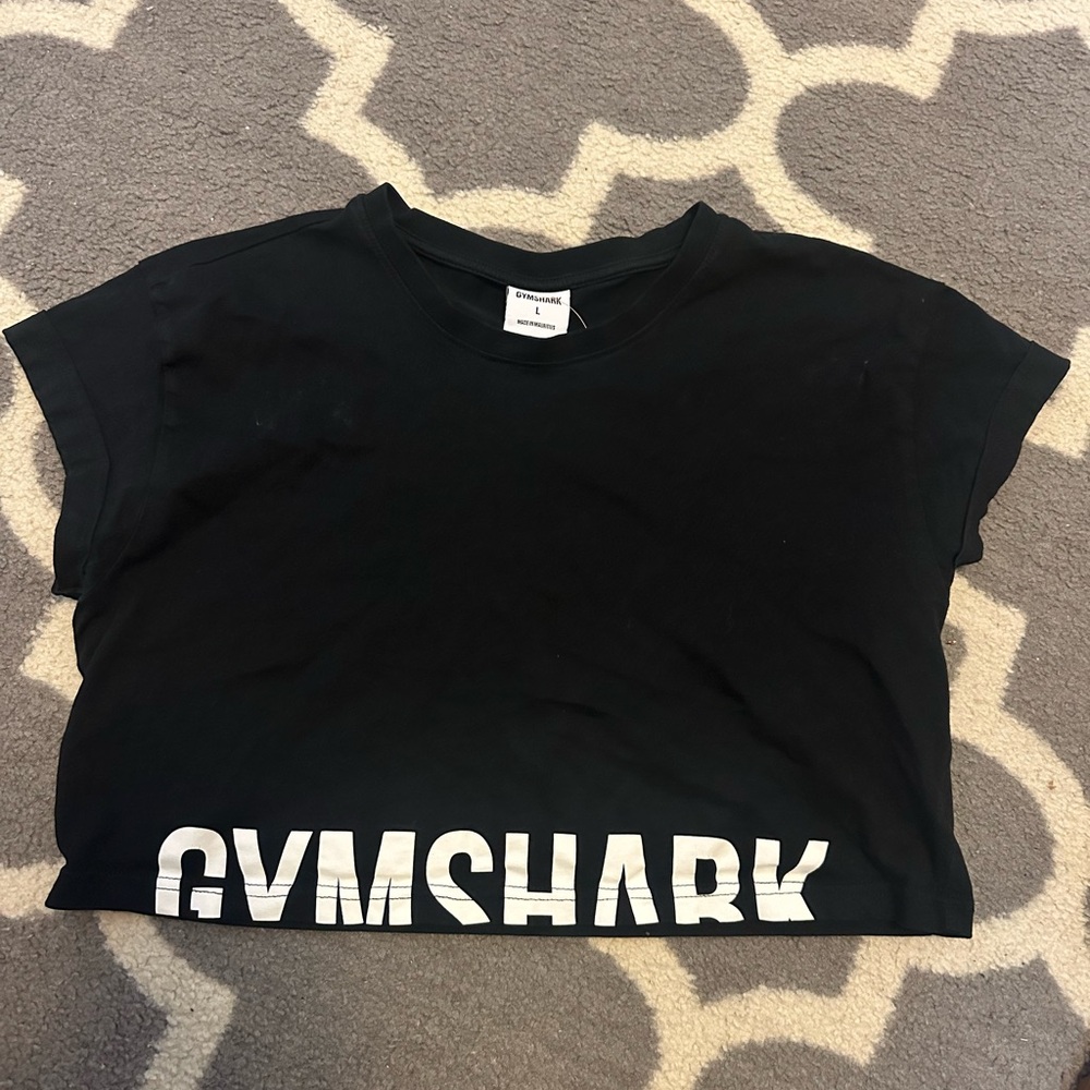 Gymshark Black Crop Top with White Lettering